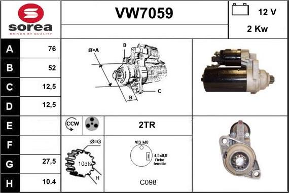 Sera VW7059 - Démarreur cwaw.fr