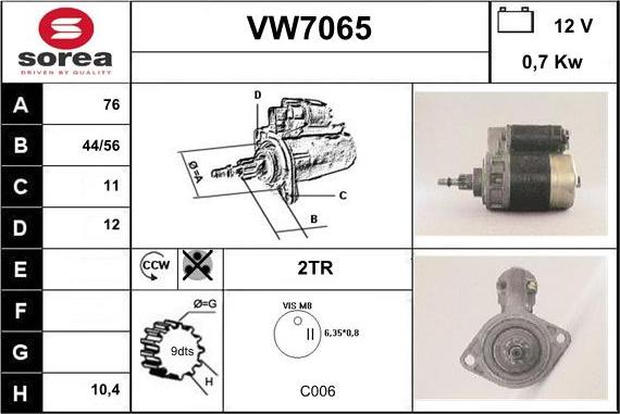 Sera VW7065 - Démarreur cwaw.fr