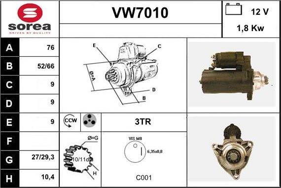 Sera VW7010 - Démarreur cwaw.fr