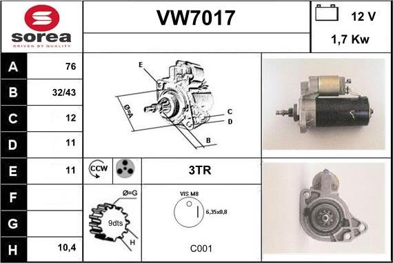 Sera VW7017 - Démarreur cwaw.fr