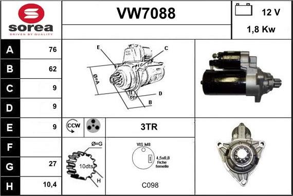 Sera VW7088 - Démarreur cwaw.fr