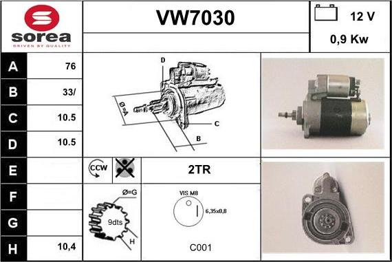 Sera VW7030 - Démarreur cwaw.fr