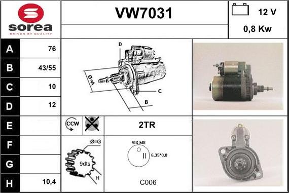 Sera VW7031 - Démarreur cwaw.fr