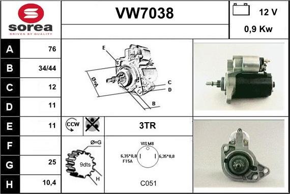 Sera VW7038 - Démarreur cwaw.fr