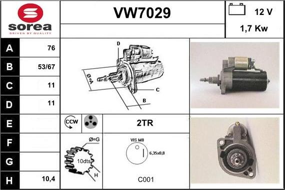 Sera VW7029 - Démarreur cwaw.fr