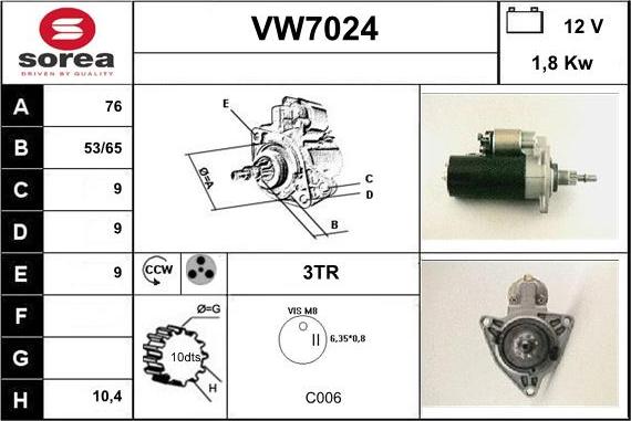 Sera VW7024 - Démarreur cwaw.fr