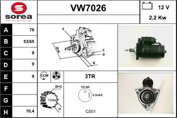 Sera VW7026 - Démarreur cwaw.fr