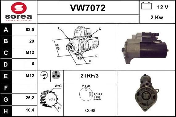 Sera VW7072 - Démarreur cwaw.fr