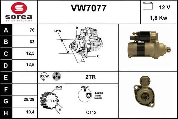 Sera VW7077 - Démarreur cwaw.fr