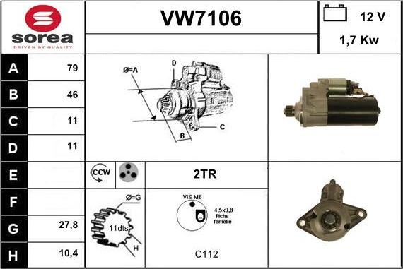 Sera VW7106 - Démarreur cwaw.fr