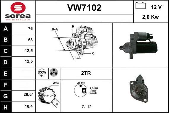 Sera VW7102 - Démarreur cwaw.fr