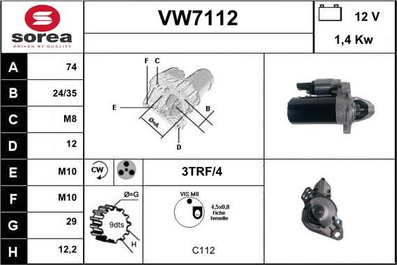 Sera VW7112 - Démarreur cwaw.fr