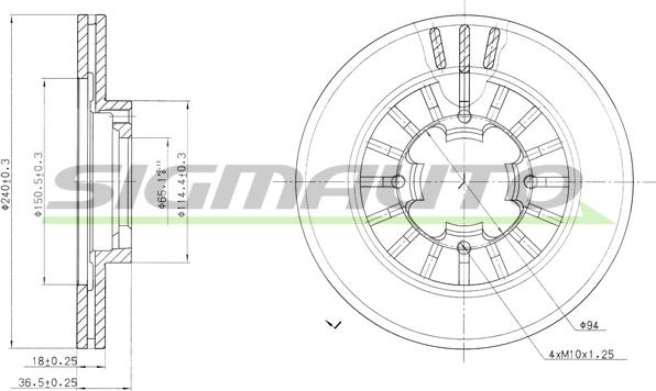 SIGMAUTO DBA465V - Disque de frein cwaw.fr