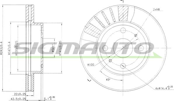 SIGMAUTO DBA405V - Disque de frein cwaw.fr