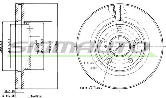 SIGMAUTO DBA501V - Disque de frein cwaw.fr