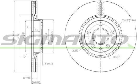 SIGMAUTO DBA156V - Disque de frein cwaw.fr