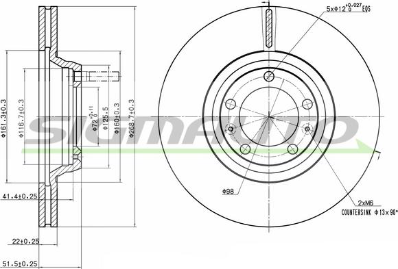 SIGMAUTO DBA168V - Disque de frein cwaw.fr