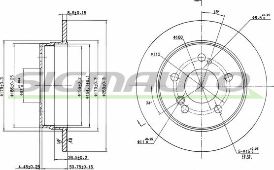 SIGMAUTO DBA122S - Disque de frein cwaw.fr