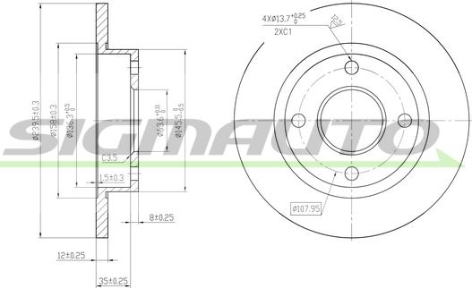 SIGMAUTO DBA845S - Disque de frein cwaw.fr