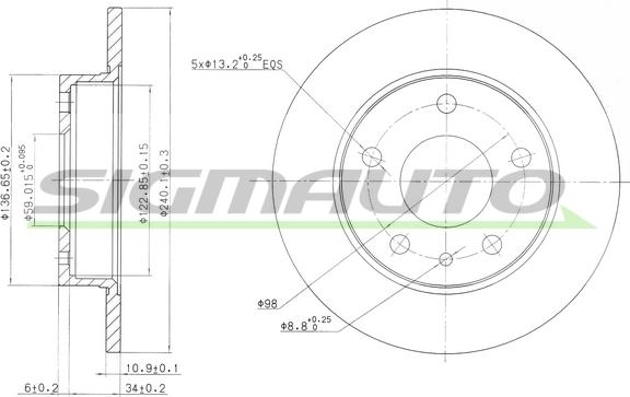 SIGMAUTO DBA818S - Disque de frein cwaw.fr