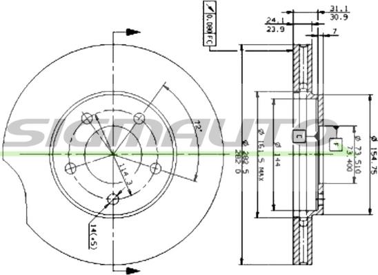 SIGMAUTO DBA366V - Disque de frein cwaw.fr