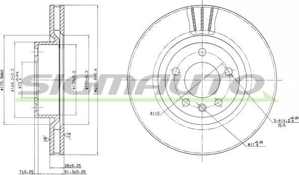 SIGMAUTO DBA330V - Disque de frein cwaw.fr