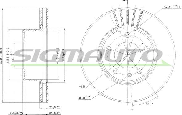 SIGMAUTO DBA325V - Disque de frein cwaw.fr