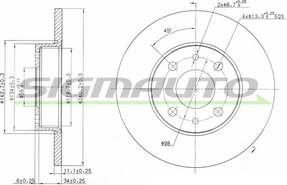 SIGMAUTO DBA240S - Disque de frein cwaw.fr