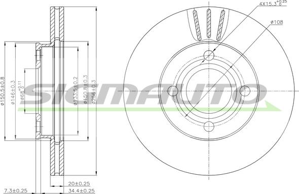 SIGMAUTO DBA256V - Disque de frein cwaw.fr