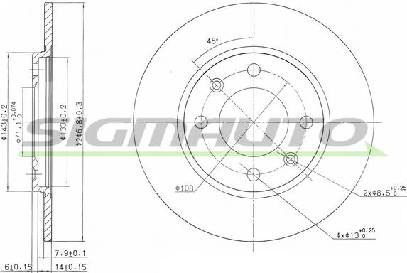 SIGMAUTO DBA263S - Disque de frein cwaw.fr