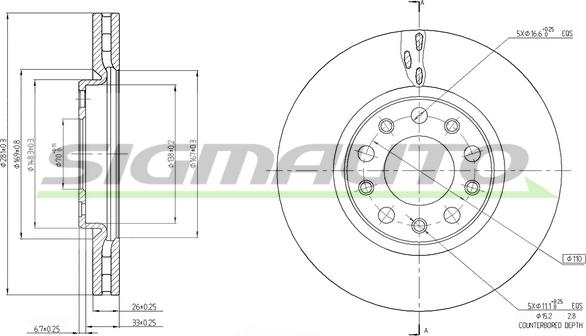 SIGMAUTO DBB956V - Disque de frein cwaw.fr