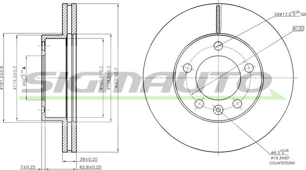 SIGMAUTO DBB974V - Disque de frein cwaw.fr