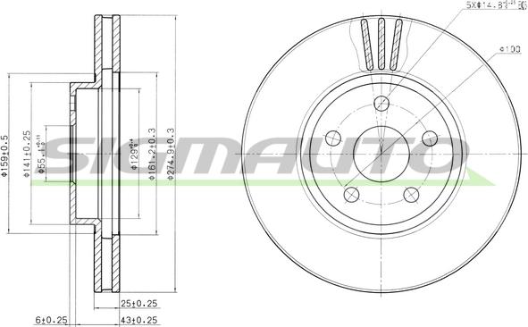 SIGMAUTO DBB484V - Disque de frein cwaw.fr