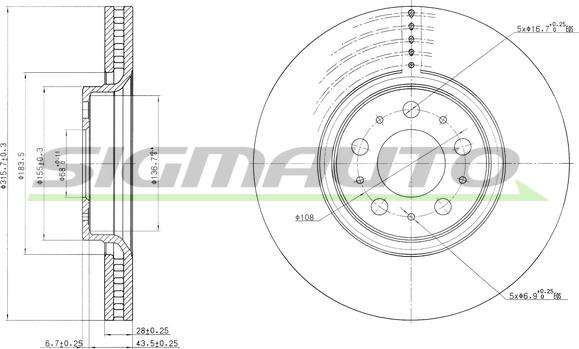 SIGMAUTO DBB426V - Disque de frein cwaw.fr