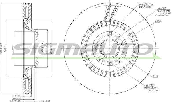 SIGMAUTO DBB572V - Disque de frein cwaw.fr