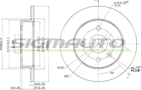 SIGMAUTO DBB043S - Disque de frein cwaw.fr