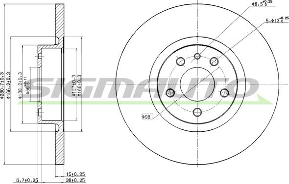 SIGMAUTO DBB057S - Disque de frein cwaw.fr