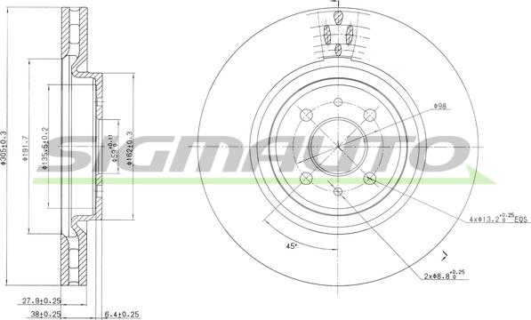 SIGMAUTO DBB002V - Disque de frein cwaw.fr