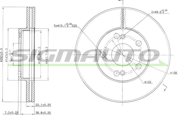 SIGMAUTO DBB167V - Disque de frein cwaw.fr