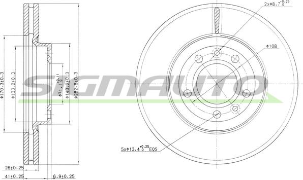 SIGMAUTO DBB132V - Disque de frein cwaw.fr