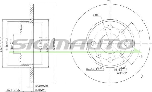 SIGMAUTO DBB129S - Disque de frein cwaw.fr