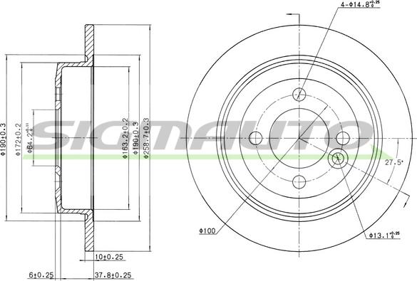 SIGMAUTO DBB128S - Disque de frein cwaw.fr