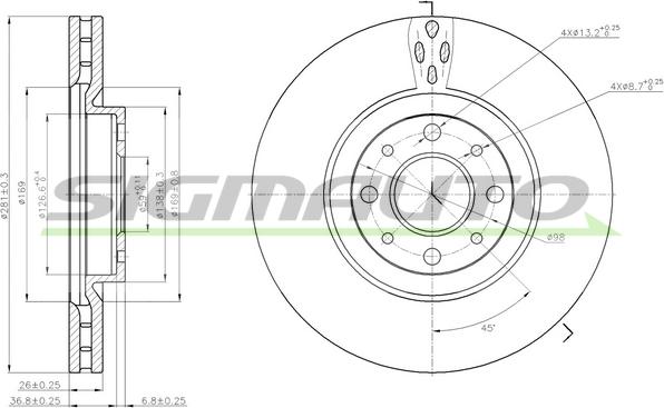 SIGMAUTO DBB122V - Disque de frein cwaw.fr