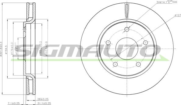 SIGMAUTO DBB807V - Disque de frein cwaw.fr