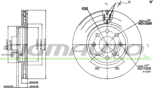 SIGMAUTO DBB304V - Disque de frein cwaw.fr