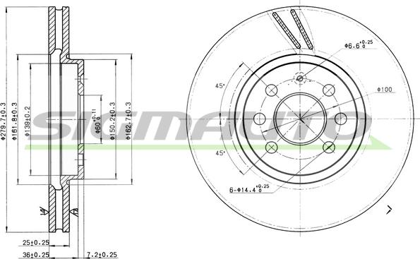 SIGMAUTO DBB374V - Disque de frein cwaw.fr