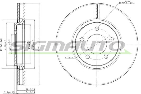 SIGMAUTO DBB372V - Disque de frein cwaw.fr