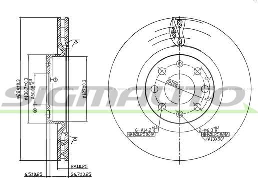 SIGMAUTO DBB298V - Disque de frein cwaw.fr