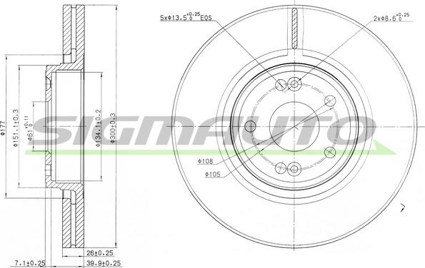 SIGMAUTO DBB205V - Disque de frein cwaw.fr