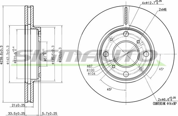 SIGMAUTO DBB231V - Disque de frein cwaw.fr